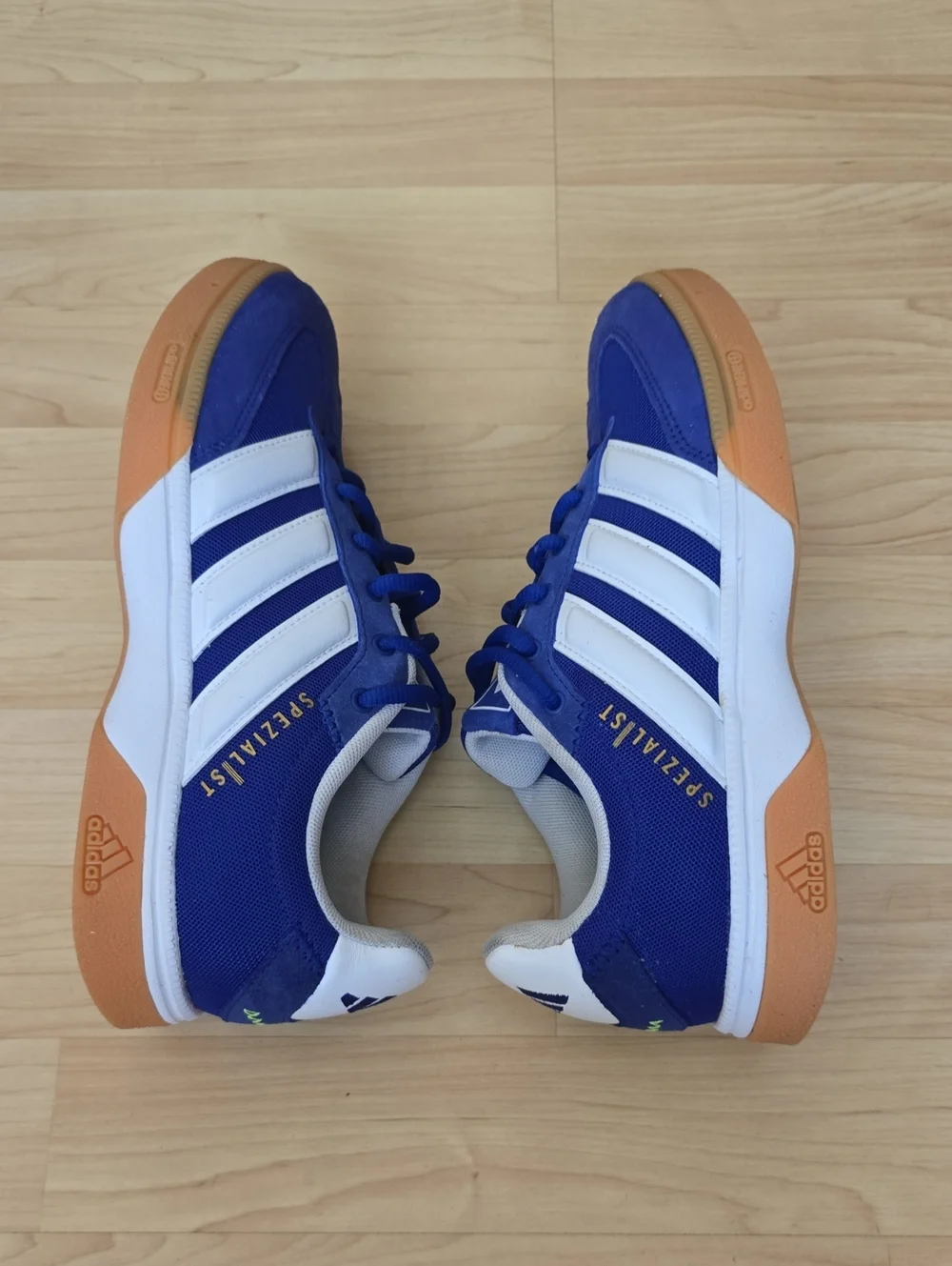 Adidas Men's Handball Spezialist Indoor Lucid Blue/White/Lucid Lemon Size 7.5